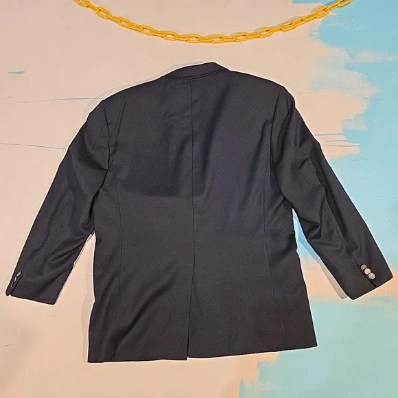 VTG Hickey Freeman Mens 40R Blazer Navy Cashmere‎ Wool St George Buttons USA 90s